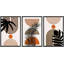 «Mid Century Modern Boho Geometric Palm Leaf Silhouette Polygons Abstract», ensemble de 3 impressions sur toile flottante-73721045-73721044