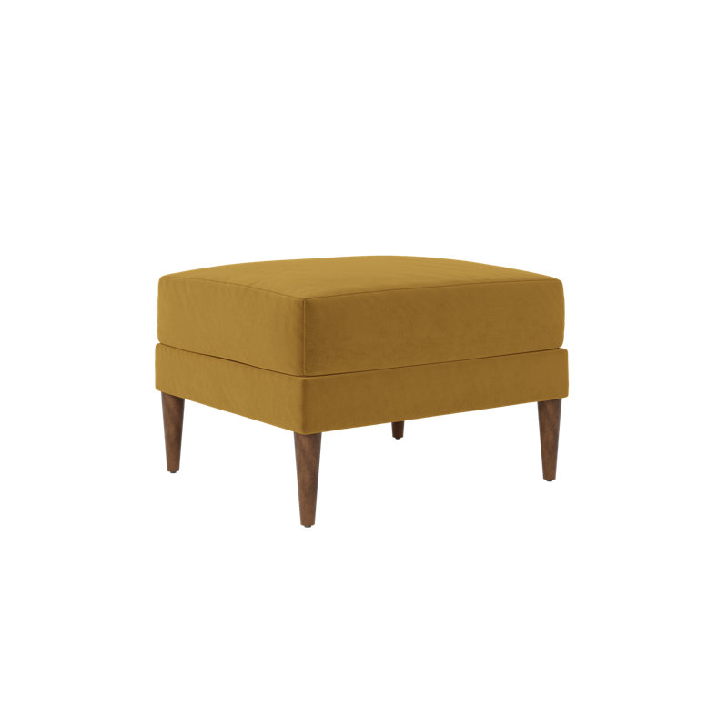 Essential Ottoman, Mustard Recycled Velvet, Dark Brown