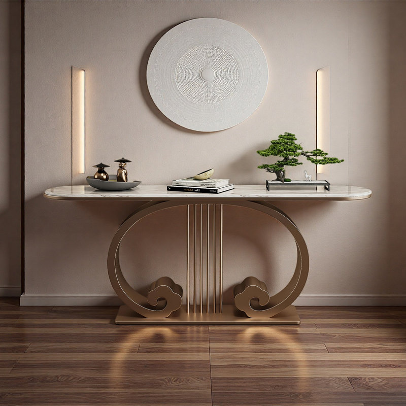 Console d'entrée New New, H 33,46 po x l 55,12 po x P 13,78 po, Blanc / Gris