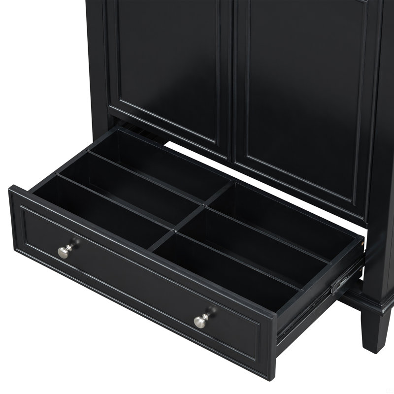 30" Bathroom Vanity Without Sink, Base Only, Bathroom Cabinet With Doors And Drawer, Black, Silver
