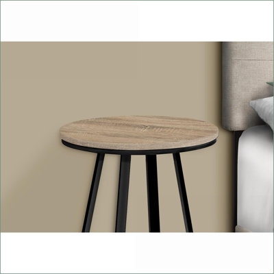 Table basse ronde pour le salon et amp; Chambre à coucher, stratifié brun Métal noir, conception de base en X stable et peu encombrante
