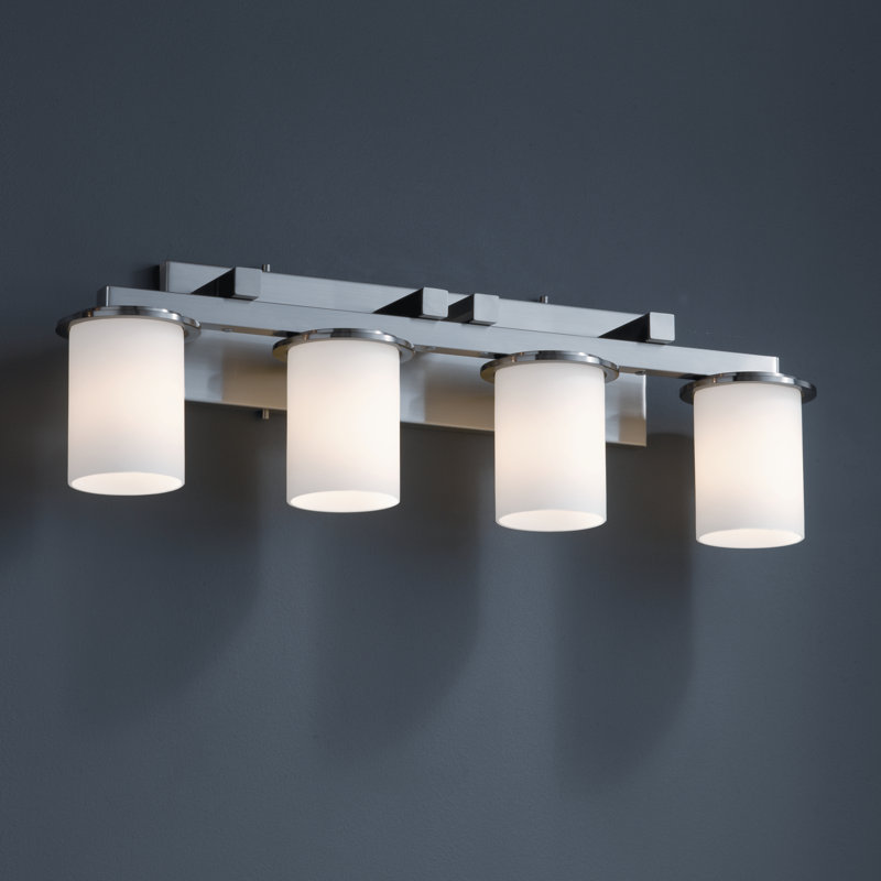 Éclairage pour meuble-lavabo 4 lumières Casson, Bronze foncé, Verre blanc opalin