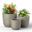 Ensemble de 3 pots à fleurs en béton résistant aux intempéries, 13 / 16,5 / 20 pouces, intérieur et extérieur, gris chaud-267506778