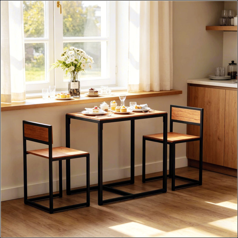 Table et chaises de cuisine moderne, ensemble de salle à manger 3 pièces confortable avec un design élégant et une fabrication durable