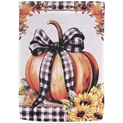 Garden Flag Fall Buffalo Ribbon Pumpkin
