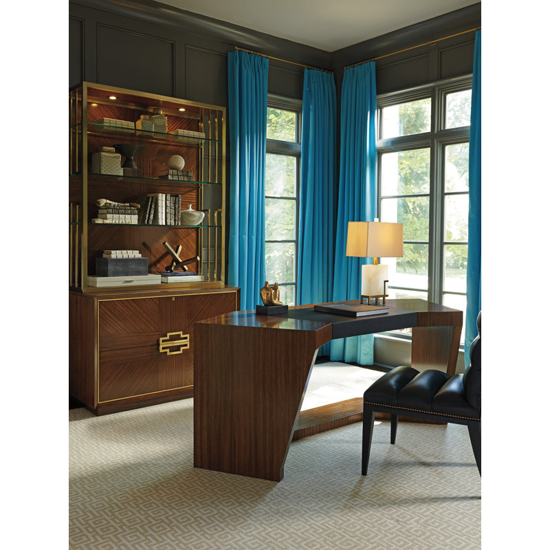 Paragon Transitional Black/Brown Wood Home Office Desk with Drawer