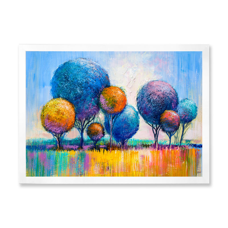 Autumn Fantasy Trees IV - Peinture sur toile, H 12 po x l 20 po x p 1 po, Cadre photo blanc