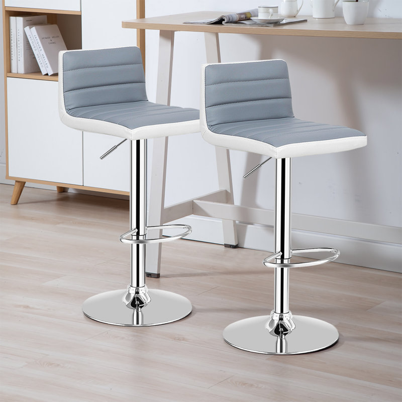 Plouffe Swivel Upholstered Adjustable Height Counter Stool with Metal Frame