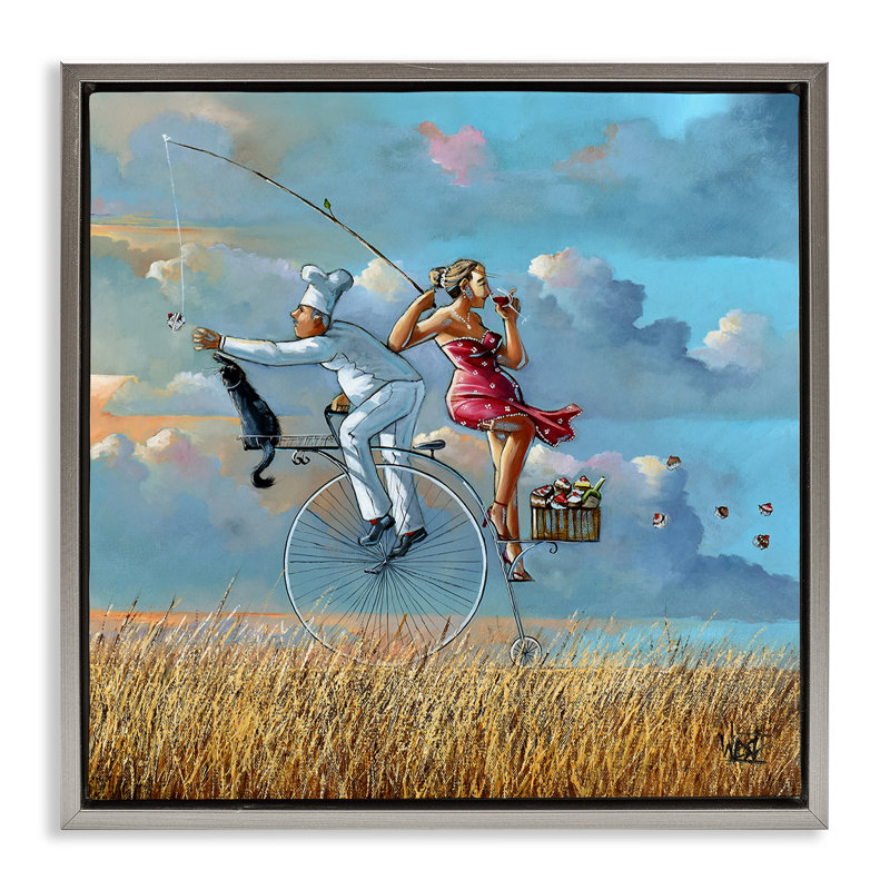Cadre flottant avec vue charmante Lady & Chef, design par Ronald West, H 25 po x l 25 po, Cadre flottant gris lustré