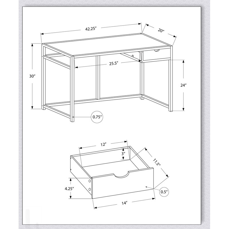 Bureau d'ordinateur moderne et compact avec tiroir de rangement, idéal pour le bureau à domicile et les petits espaces