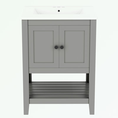 Bathroom Vanity with Ceramic Sink and Open Style Shelf