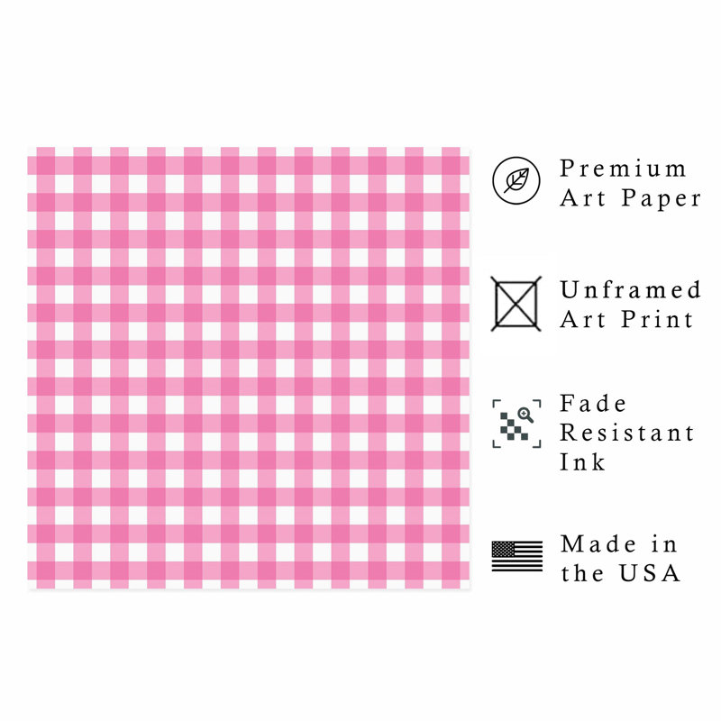 Abstract Pink Plaid Pattern III Modern Unframed Art Print