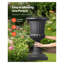 Ensemble de 2 pots de fleurs classiques en plastique noir en forme d'urne - 67 cm de hauteur, avec drainage, pour l'intérieur et l'extérieur, parfaits pour décorer une terrasse, un jardin ou un porche.