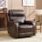35.83" W Classic Top Genuine Leather Power Recliner Chair With Adjustable Headrest, USB Charging & Wireless Charging-389612291