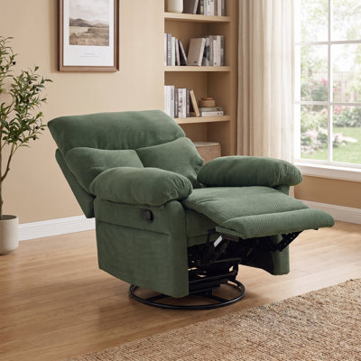 Fauteuil inclinable à bascule pivotant manuel moderne de 34 po de largeur et rembourré à 360 ° Fauteuil coulissant inclinable et pivotant à 360 °