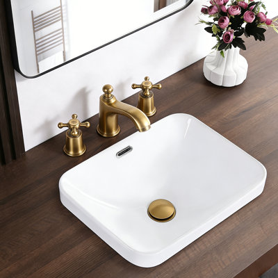 KARAMAG 18.2"X13.3" Small Drop In Bathroom Sink With Overflow Rectangular Compact Design