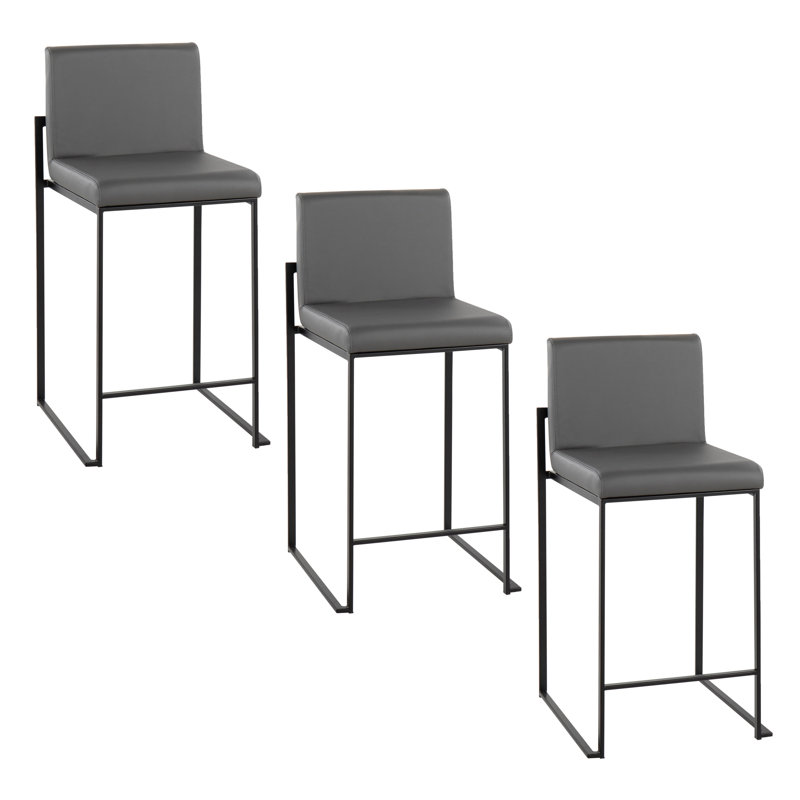 Tabouret de bar et de comptoir Brieon, Tabouret de comptoir (siège d'une hauteur de 26 p, Gris / Noir