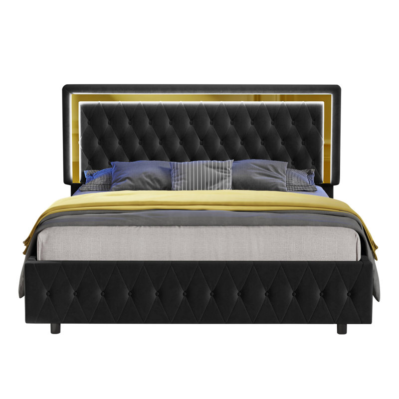 Gerasim Upholstered Platform Bed, Queen, Black