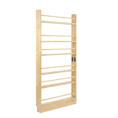 Bibliothèque à 5 niveaux derrière la porte, bibliothèque pour enfants en bois avec rangement ouvert, étagère murale et peu encombrante, bibliothèque en bois massif pour chambre à coucher, salon, salle de jeux (bois naturel)