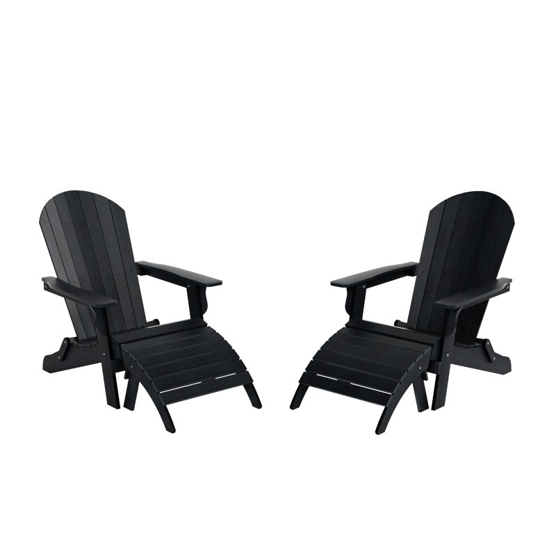 Arrlo Foldable Outdoor Adirondack Chair, Black