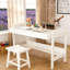 Bureau 100% bois massif avec tiroirs - bureaux modernes simples de 40 pouces, bureau d'écriture avec tiroirs et tablette, table de travail, bureaux d'ordinateur à hauteur réglable - blanc-1467375613