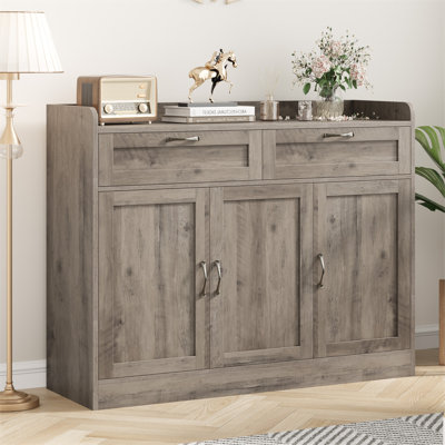 Breege 47.2"W Modern Sideboard Buffet Cabinet with Adjustable Shelf, Wood Storage Cabinet For Kitchen, Dining Room, Living Room, Wash Gray