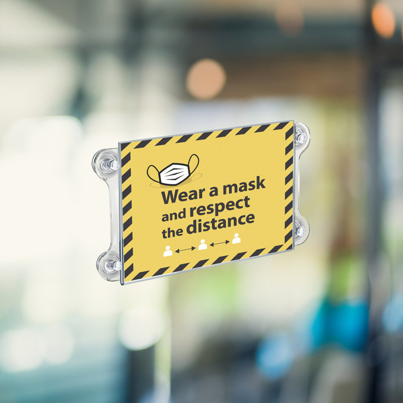 Azar Displays Clear Acrylic Window/Door Sign Holder Frame with Suction Cups 11''W x 8.5''H, 2-Pack (Set of 2)