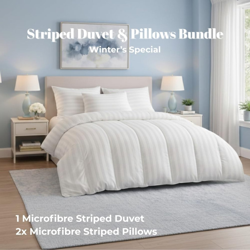 15 Tog Duvet & Duvet Pillow Set – Extra Warm Winter Heavyweight Thick Quilt, Hotel Quality Hollowfibre