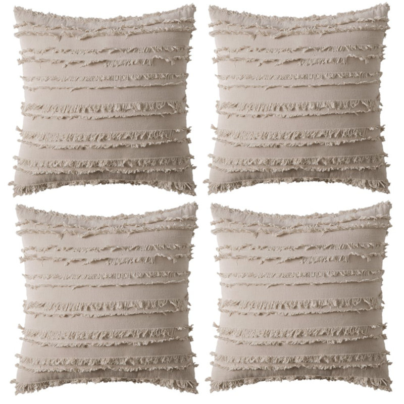 Cotton Blend Reversible Pillow Cover, Beige, 20" x 20"