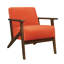 Chaise d'appoint transitionnelle en velours orange avec structure en noyer foncé et siège en tissu d'ameublement en noyer foncé-309482276