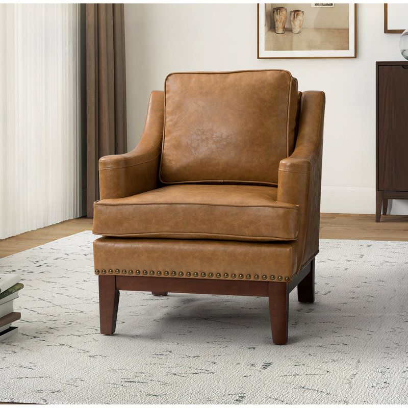 Fauteuil Annese, Similicuir brun clair