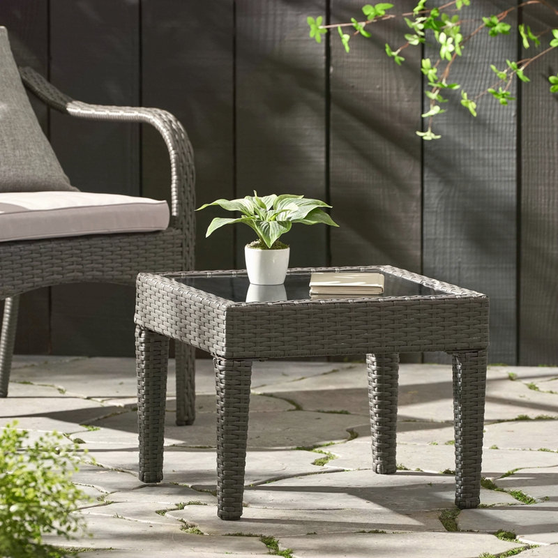Outdoor Antibes Wicker Side Table,Accent Table,Brown Multi, Brown