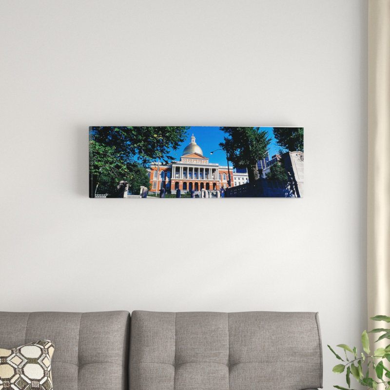 «Massachusetts State Capitol, Boston, Massachusetts», reproduction de photo sur toile, H 12 po x l 36 po x 1,5 po, Cadre noir