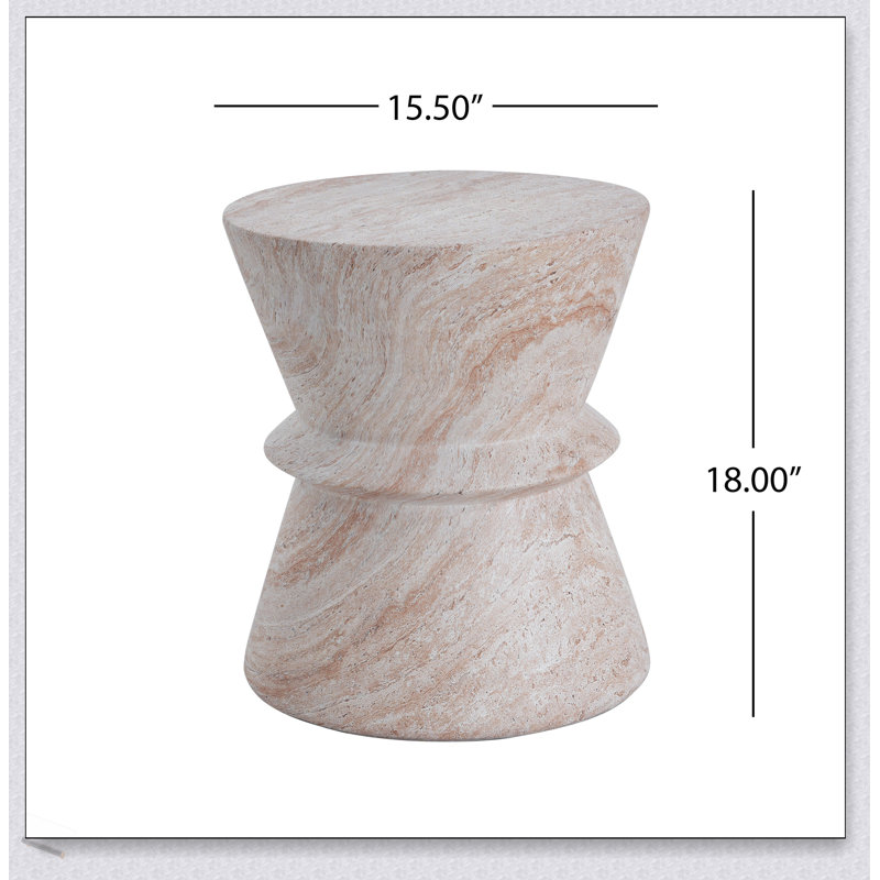 Table d'appoint polyvalente en béton léger pour une utilisation intérieure et extérieure, durable et élégante avec un design de sablier