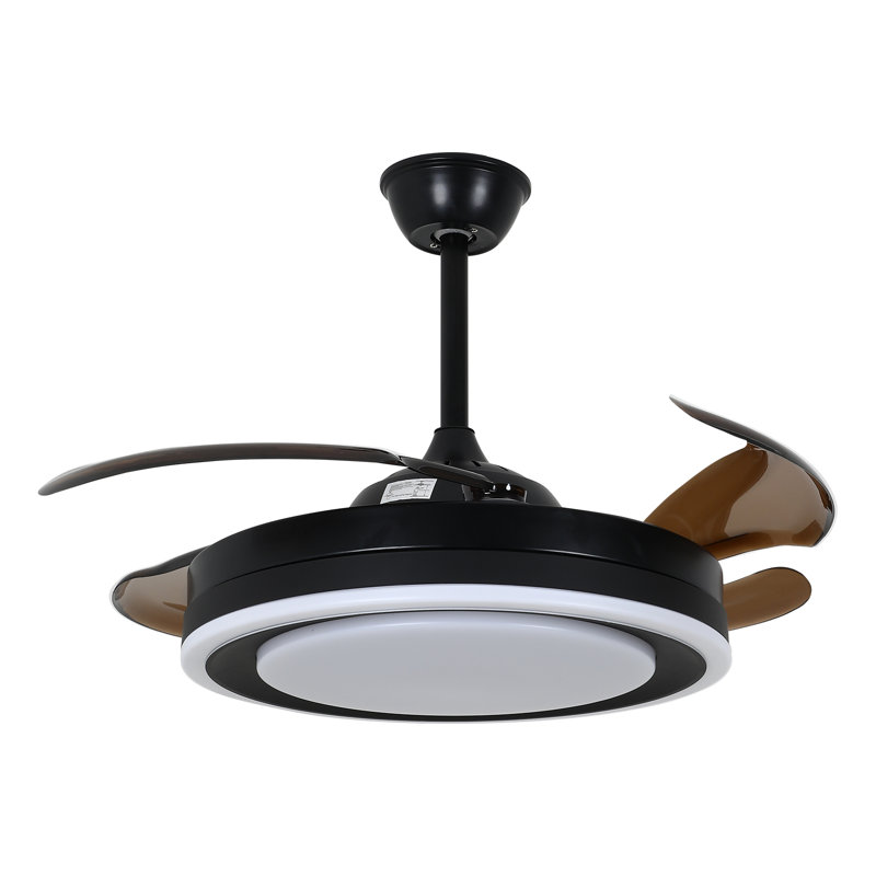 Ventilateur de plafond à pales rétractables modernes 42 po avec télécommande Curtin, H 14 po x l 5,9 po x P 5,9 po