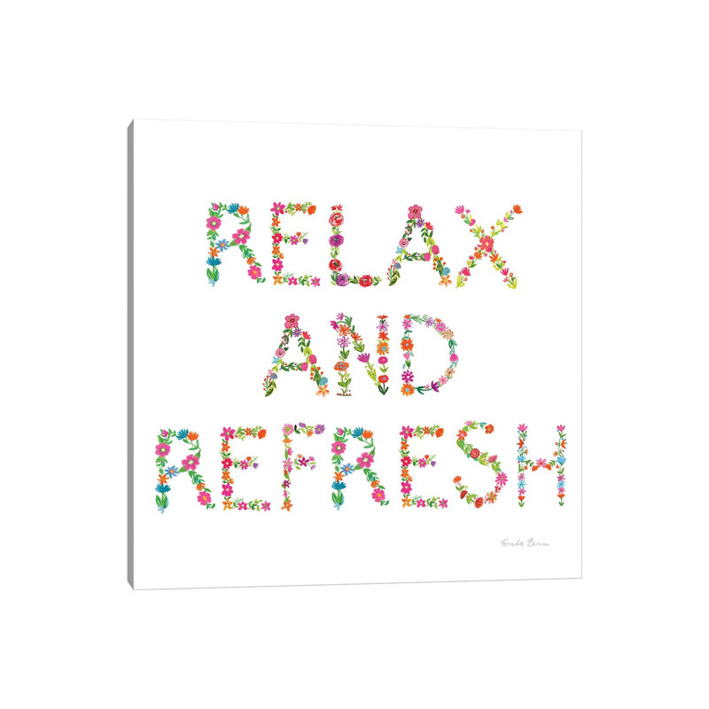 Floral Bathroom Relax And Refresh by Farida Zaman - Wrapped Canvas Print, 93.98 cm H x 93.98 cm W x 1.91 cm D