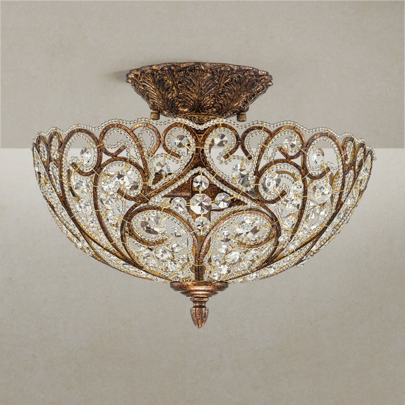 4 - Light Ornate Crystal Semi-Flush Mount