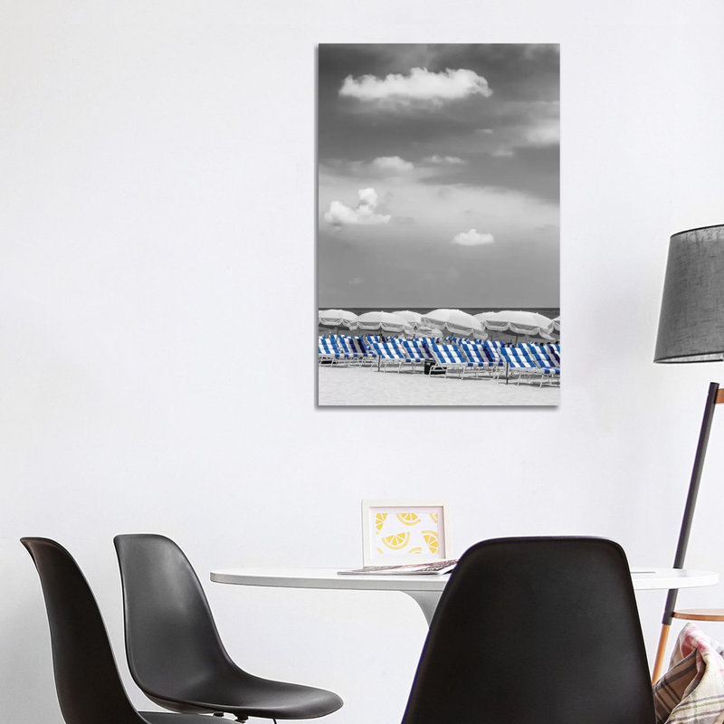 Beach Scene with a Blue Colour Pop 1 Piece Wrapped Canvas Wall Art, 101.6 cm H x 66.04 cm W x 3.175 cm D