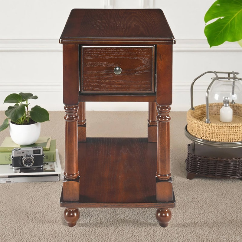 Side Table with Storage, Dark Walnut