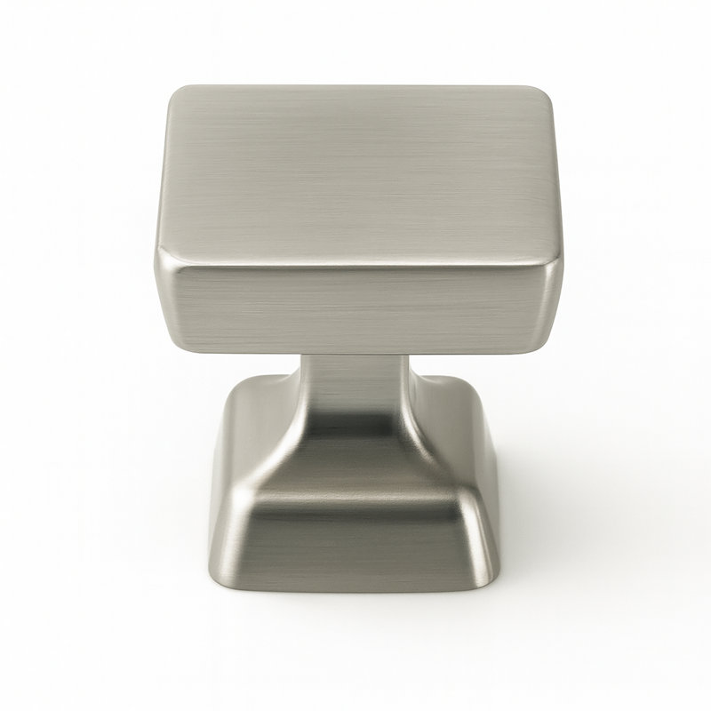 Modket Solid Square- 1-1/8" x 1-1/8 " Cabinet Knob Brushed Nickel - Contemporary Hardware for Drawers & Cabinets, 1