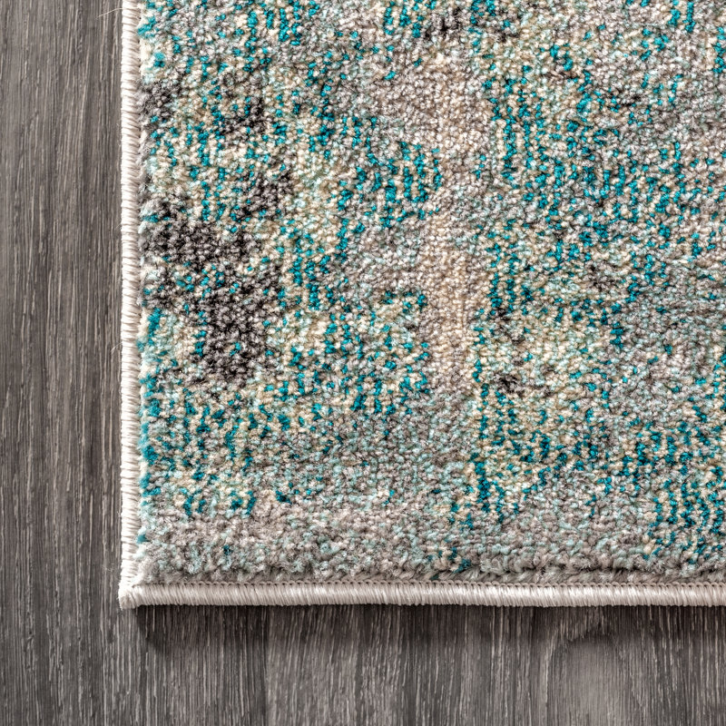 Tapis crème / bleu Lasley, Tapis de couloir 2 pi 3 po x 8 pi