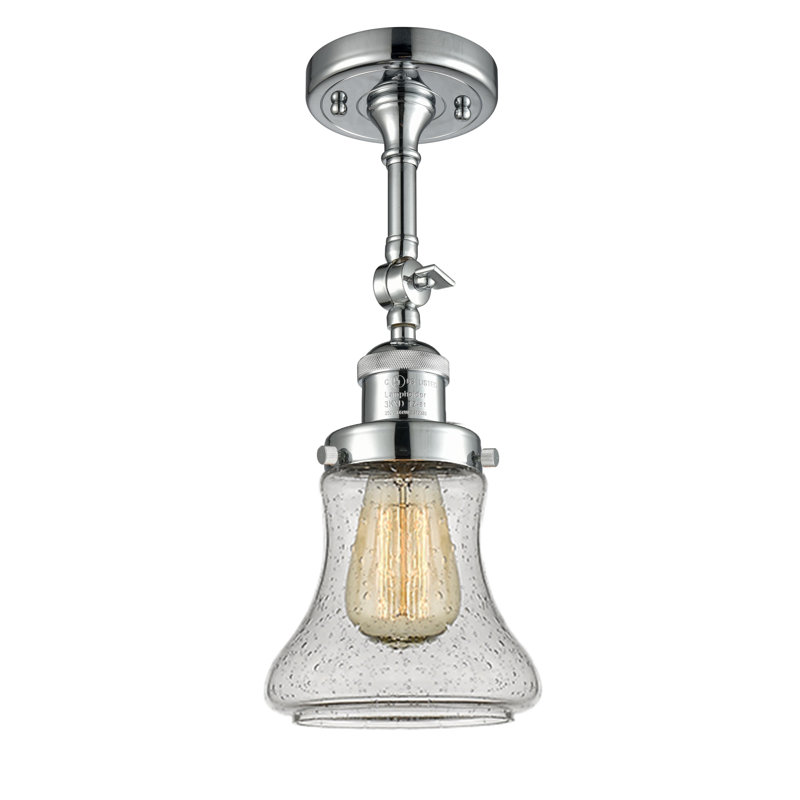 Edda Glass Semi Flush Mount, Seedy, 6 Watt Vinage LED Bulb, Polished Chrome