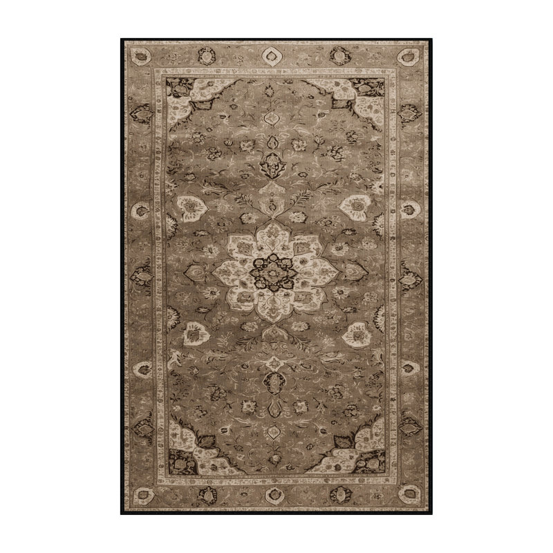 Machine Washable Persian Brown Area Rug, Runner 2' x 5'