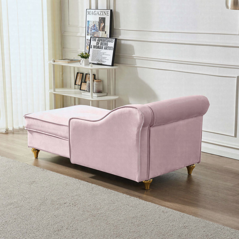 Chaise longue moderne avec revêtement en velours, Pink