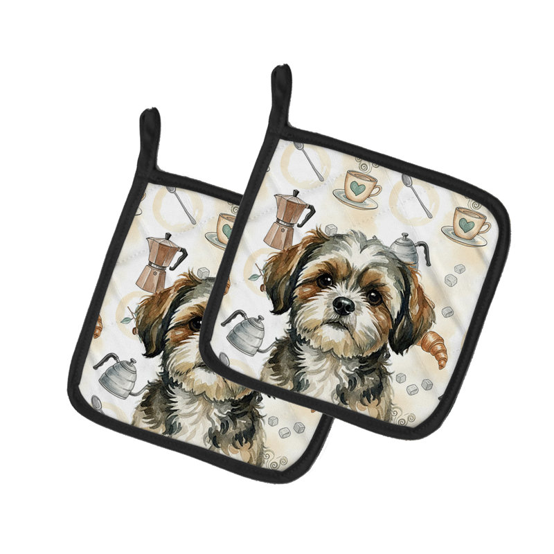 Paire de porte-casseroles Brindle Shih Tzu