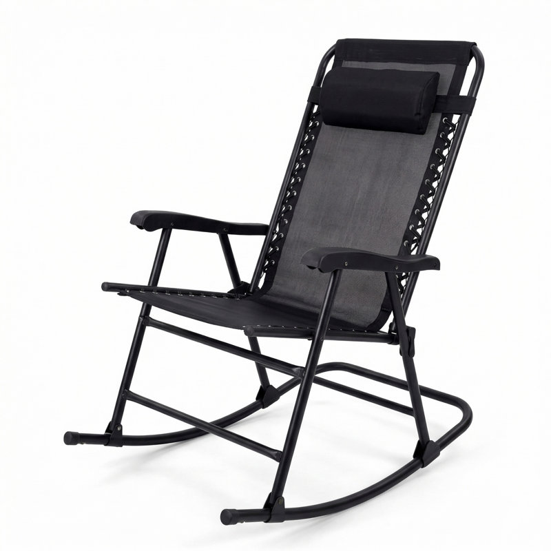 2 chaises longues pliantes, noir, Noir
