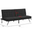 Lit 2 places noir avec structure en bois et tissu en faux lin-1611633475