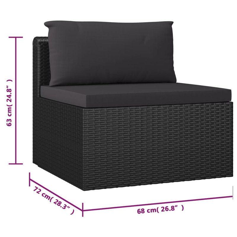 Large canapé de patio avec coussins, 10 pièces: 2 tables, 3 tables de coin, 4 chaises , Black