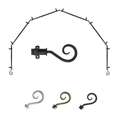 Adjustable 0.81" Bay Window Single Curtain Rod