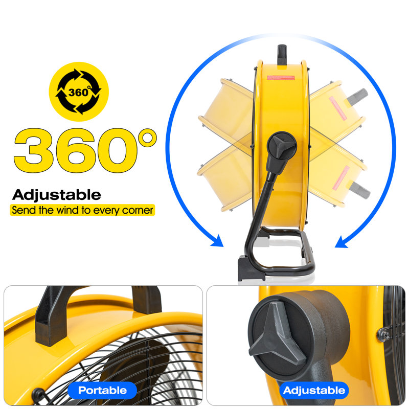 iLIVING Heavy Duty High Velocity Barrel Floor Drum Fan With DC Brushless Motor,Stepless Speed Adjustment for Workshop, Garage, Commercial or Industrial Environment, UL Safety Listed